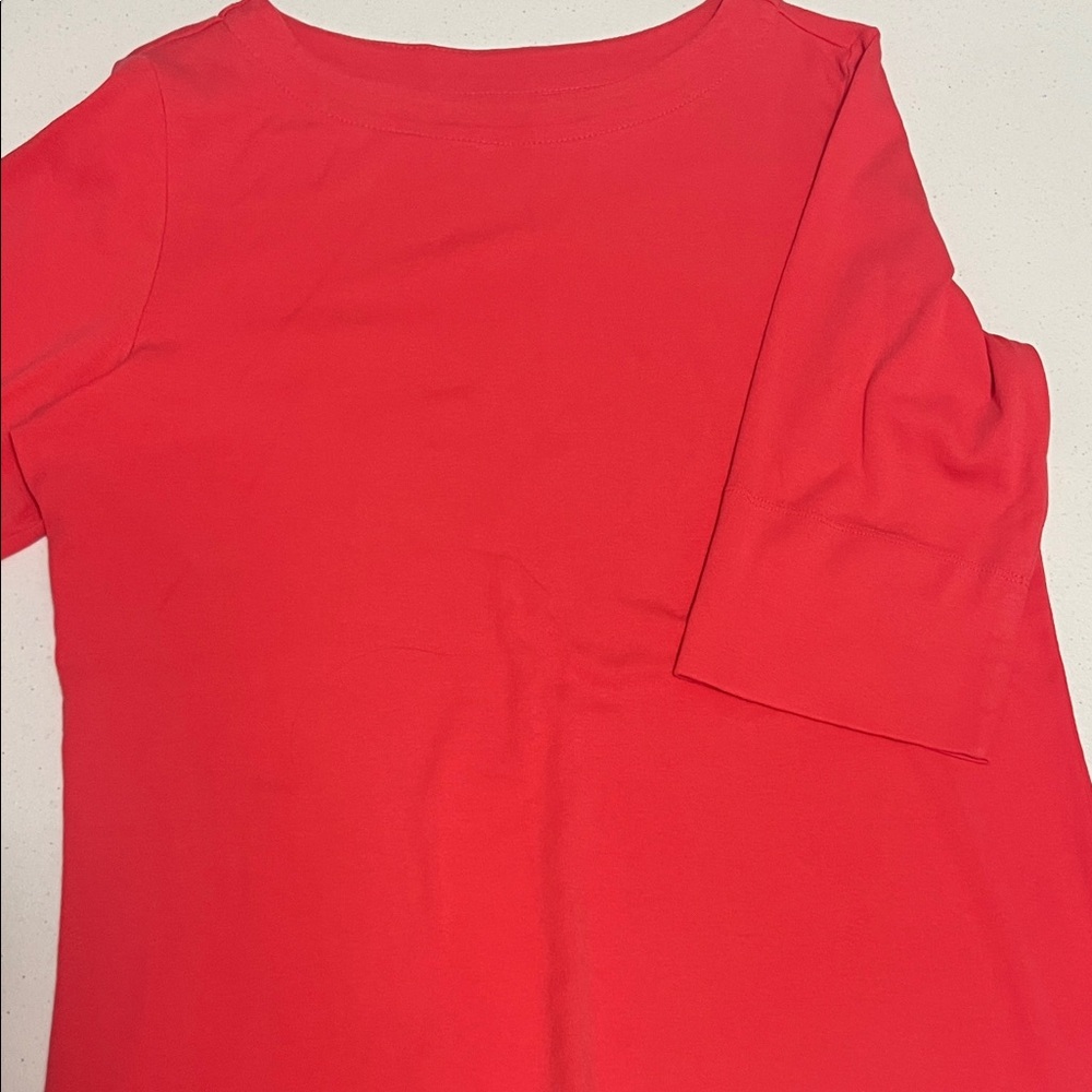 Christopher & Banks Vibrant Coral 3/4 Short Sleeve Top